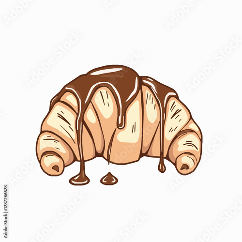 croissant with chocolate drizzle vector illustration