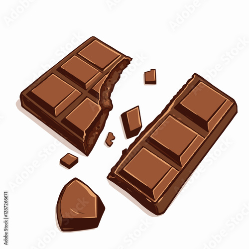 chocolate bar with pieces broken off vector illustration