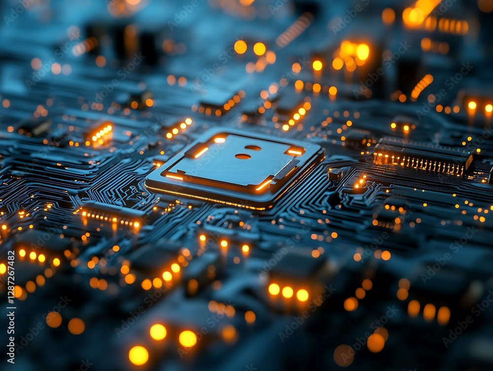 Fototapeta premium Circuit board cpu technology close-up