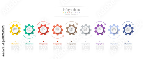 Infographic 9 options design elements for your business data. Vector Illustration.