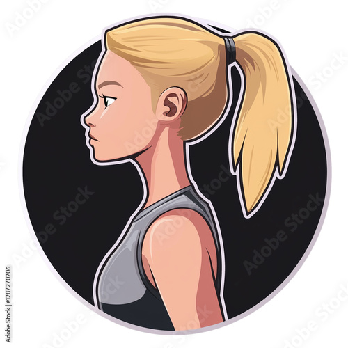 Blonde Woman in Profile View Digital Illustration