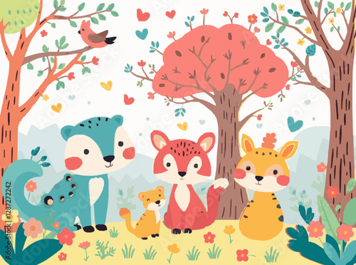 Fantasy Forest Animals in a Bright and Cheerful Style