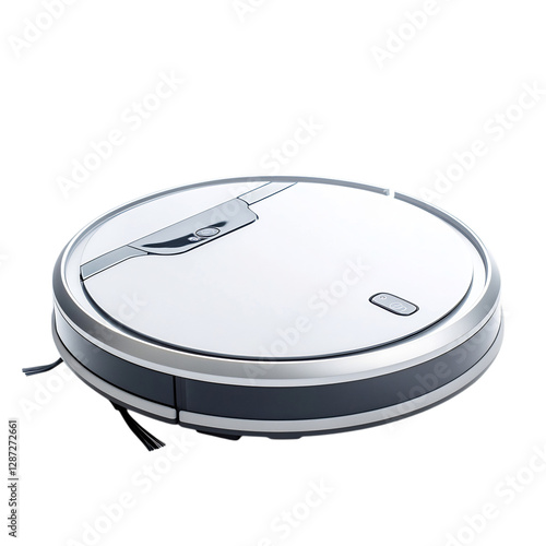 Sleek Minimalist Robotic Vacuum Cleaner Isolated on Transparent Background