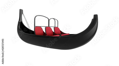 Wallpaper Mural a stylized gondola designed for a modern aesthetic. featuring a sleek black body and red seats. suggesting a fusion of traditional design with contemporary elements it appears to be floating. emphasiz Torontodigital.ca