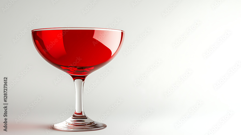 A red wine glass is sitting on a white background A red wine glass is sitting on a white background