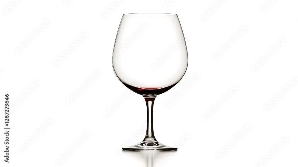 A wine glass is empty and sitting on a white background A wine glass is empty and sitting on a white background