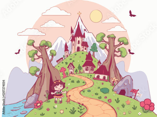 Whimsical Cartoon Characters and Fantasy Landscapes