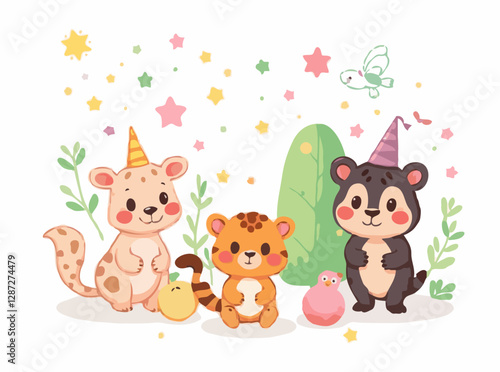 Adorable Cartoon Animals and Magical Objects for Kids' Tales