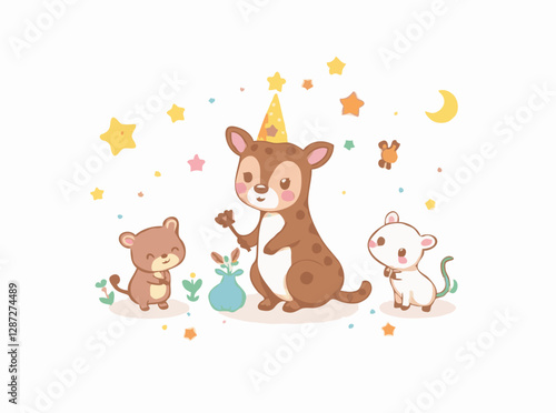 Adorable Cartoon Animals and Magical Objects for Kids' Tales