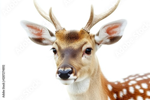 Young Fawn Portrait Against White Background photo