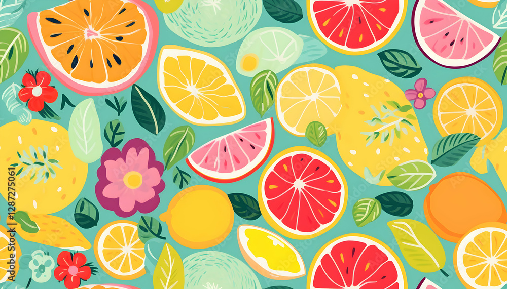 Illustration Background - Citrus Fruits and Flowers Illustration Background - Citrus Fruits and Flowers