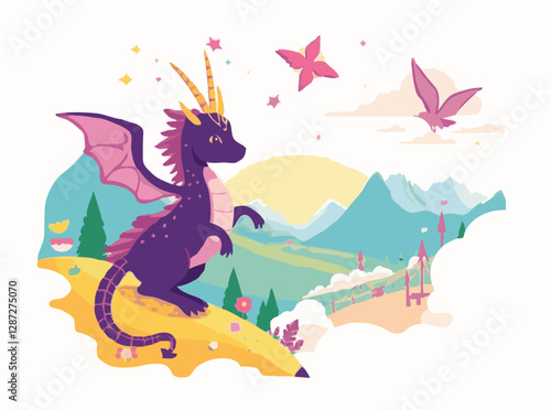 Magical Creatures and Dreamy Landscapes in Colorful Vectors