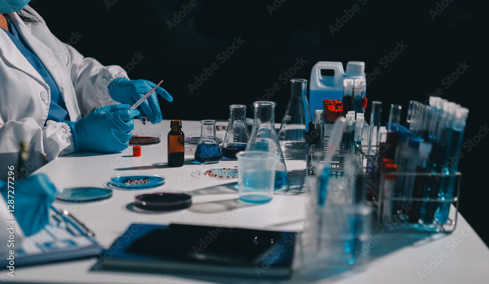 Researchers working in the clinical laboratory Researchers working in the clinical laboratory
