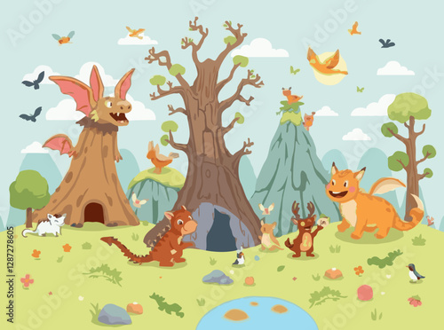 Imaginative World of Fantasy Creatures for Children's Tales