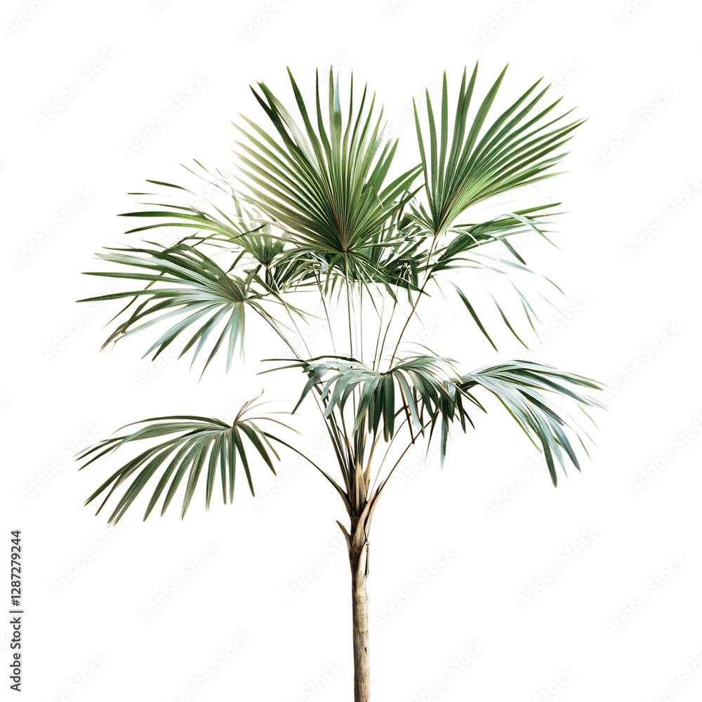 Tropical Palm Tree with Long Fronds Isolated on Transparent Background Tropical Palm Tree with Long Fronds Isolated on Transparent Background