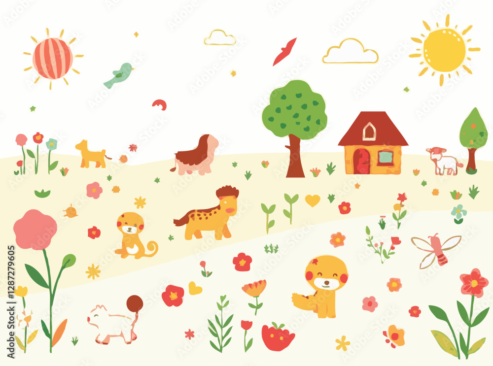 Obraz premium Playful and Charming Whimsical Vectors for Kids' Stories