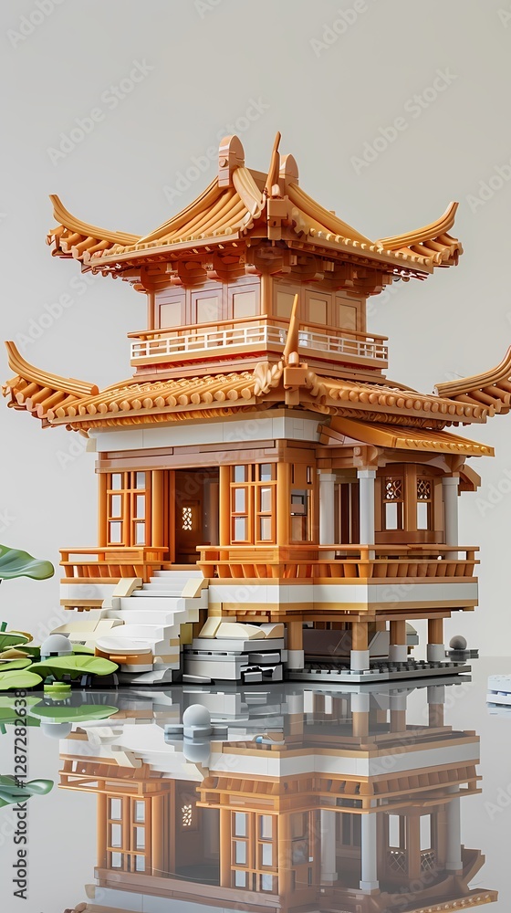 Obraz premium 3d ancient traditional architectural mode illustration poster background