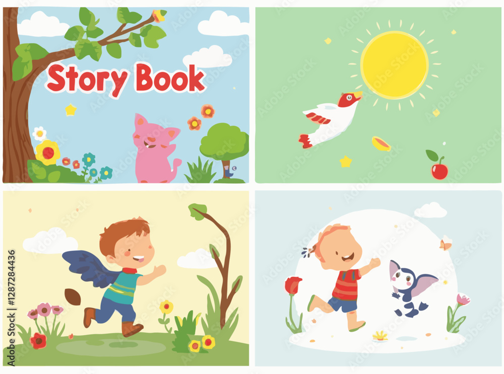 Obraz premium Fun and Colorful Vectors for Kids' Storybook Covers
