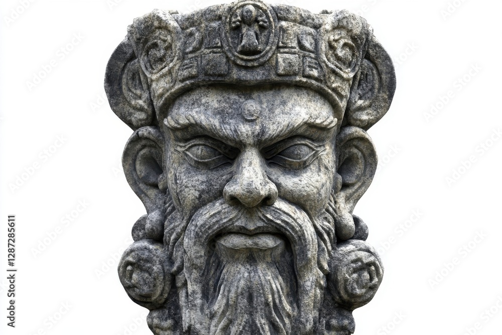 Ancient Stone Carving of a Bearded Gods Head Ancient Stone Carving of a Bearded Gods Head