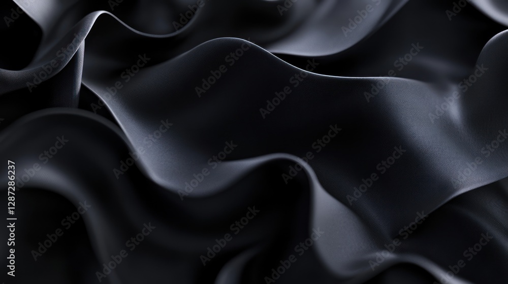 Obraz premium Abstract dark gray fabric with soft waves and folds, elegant texture background.