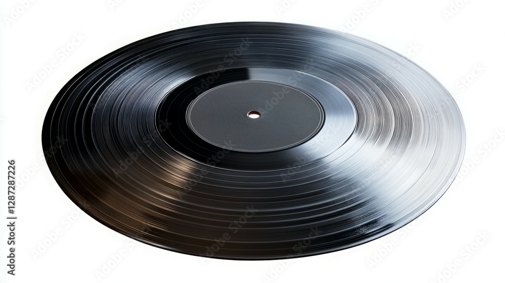 Close-up of a vinyl record, showcasing its grooves and reflective surface. Close-up of a vinyl record, showcasing its grooves and reflective surface.
