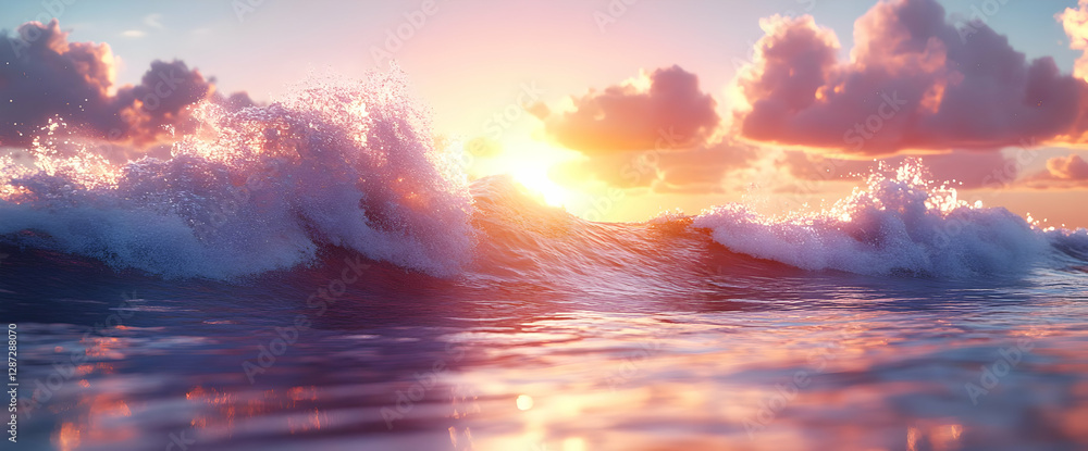 Fototapeta premium Stunning Sunset Ocean Waves