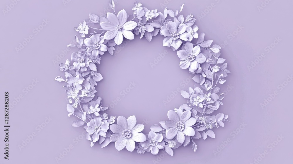 Obraz premium Lavender Floral Wreath Elegant Design Composition