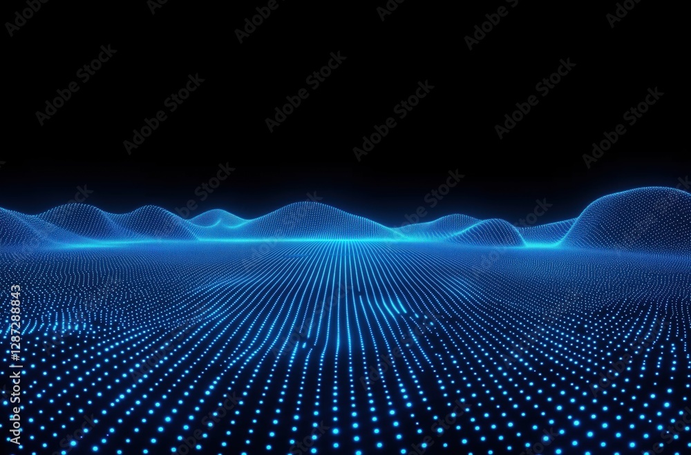 Stunning Blue Digital Landscape with Glowing Dots and Wave-like Patterns
Stunning Blue Digital Landscape with Glowing Dots and Wave-like Patterns