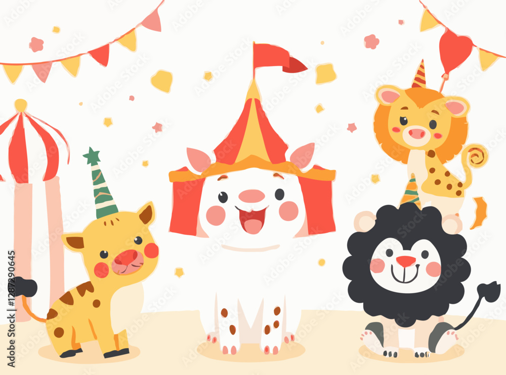 Cheerful Circus Animals in Fun Vector Designs Cheerful Circus Animals in Fun Vector Designs