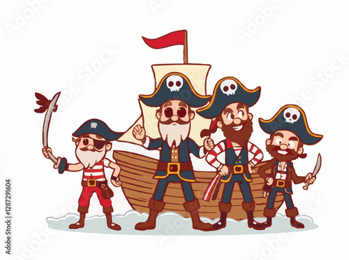 Charming Pirate Characters in Playful Vector Illustrations