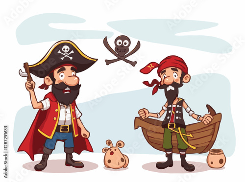 Charming Pirate Characters in Playful Vector Illustrations