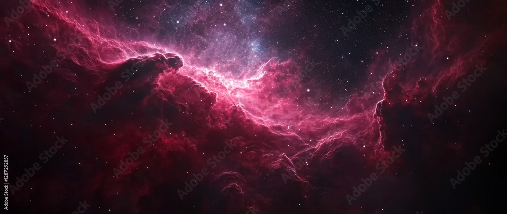 Cosmic Nebula Red giant clouds in space, stellar background, digital art, science fiction Cosmic Nebula Red giant clouds in space, stellar background, digital art, science fiction