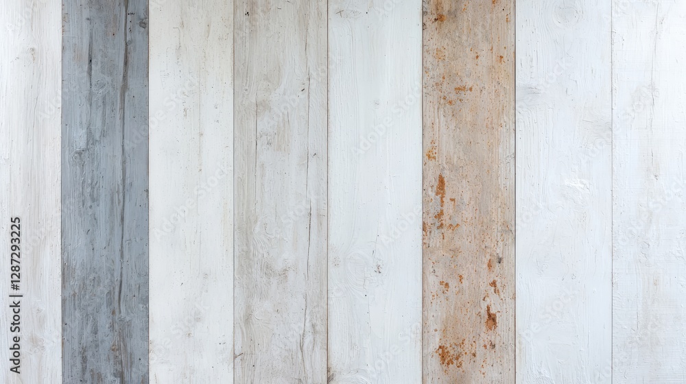 Obraz premium Whitewashed vertical wood planks wall texture