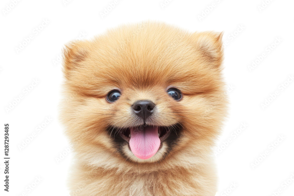 Obraz premium Close up of a happy dog with open mouth and tongue sticking out against a transparent background