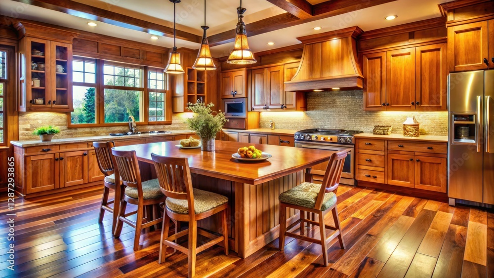 Rustic American kitchen: macro details of wood grain, textures, and close-up artistry. Rustic American kitchen: macro details of wood grain, textures, and close-up artistry.