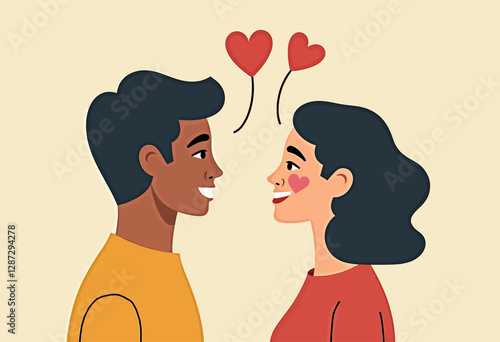 A charming and insightful minimalist cartoon illustration portraying a married couple exploring questions designed to nurture their relationship and encourage personal evolution.

