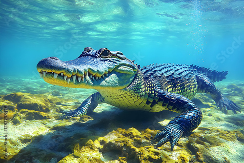 Wallpaper Mural Pixelated Crocodile Underwater Scene Torontodigital.ca