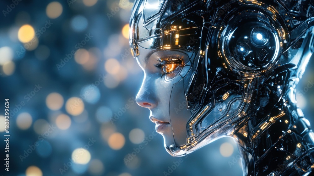 Fototapeta premium Cybernetic Woman: A Futuristic Portrait