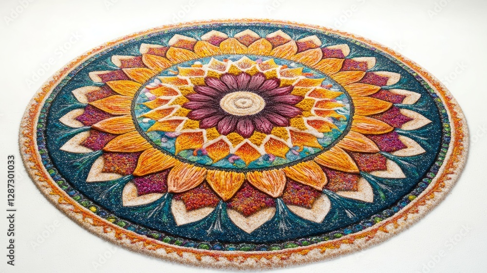 Obraz premium Vibrant mandala artwork, detailed and colorful, a circular masterpiece.