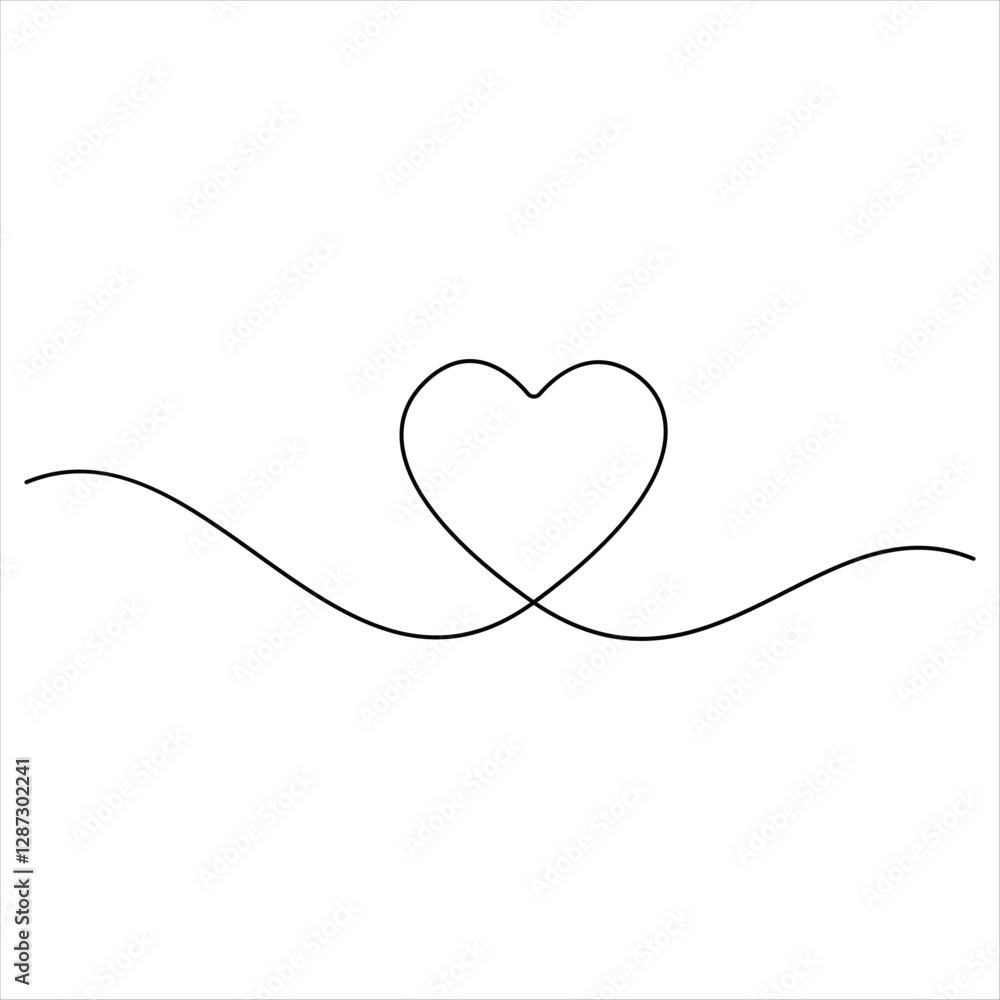 Single line continuous drawing of love sign with heart vector minimalist of love concept Single line continuous drawing of love sign with heart vector minimalist of love concept