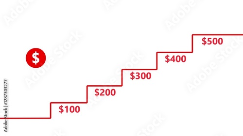 Profit growth icon, abstract financial icon, rising dollar graph, growth graph silhouette, business icon, financial icon.step by step dollar the idea of profit.