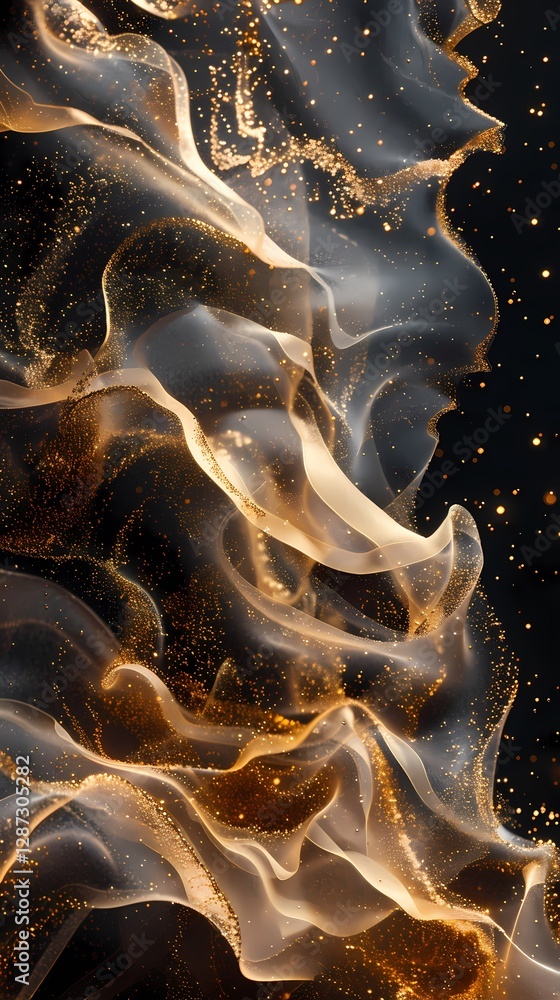 Naklejka premium Digital gold flowing sand abstract graphic poster background