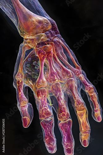 Comprehensive Illustration of Rheumatoid Arthritis: Symptoms, Diagnosis & Treatment photo