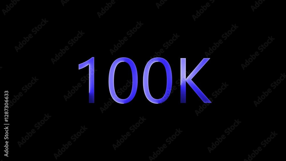 100K text animation by blue neon on black background. 100K text animation by blue neon on black background.