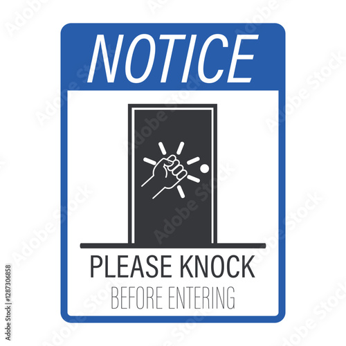 Isolated sign of an please hand knocking on a door before entering, perfect for concepts like arrival, entry, or communication