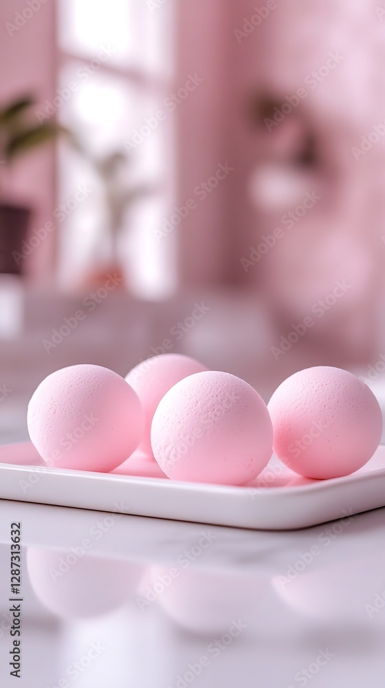 Fototapeta premium Pink eggs plate kitchen pastel decor