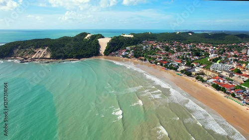 Aerial view of Ponta Negra beach, Morro do Careca, in Natal, Rio Grande do Norte, Brazil.