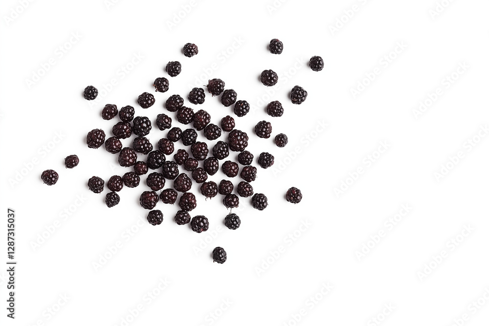 Bunch of fresh blueberries naturally scattered on a clean white background Bunch of fresh blueberries naturally scattered on a clean white background