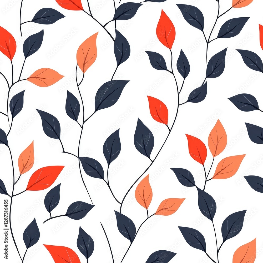 Fototapeta premium Colorful floral design showcases intertwining flowers and leaves on a crisp white background, perfect for textiles, wallpaper, and seasonal decorations