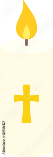 Cross Candle icon.
lit white candle with cross.
Religious Candles with Cross.
Flat stock vector illustration.
Transparent background.